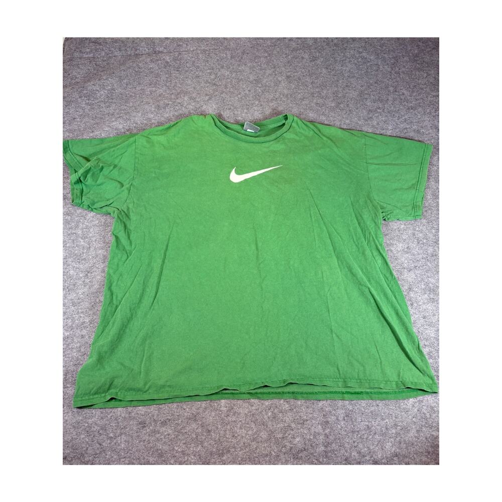VINTAGE 90s Nike Swoosh Shirt Mens 2XL Green Short Sleeve Tee Minimalist Y2K